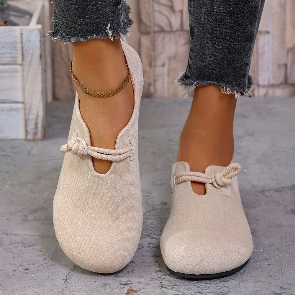 Women'S Shoes - أحذية نسائية مسطحة بمقدمة مستديرة وحزام
